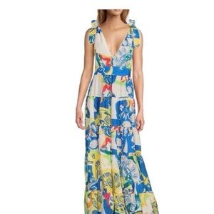 Chelsea & Violet Cecily Printed Empire Waist V-Neckline Sleeveless Maxi Dress